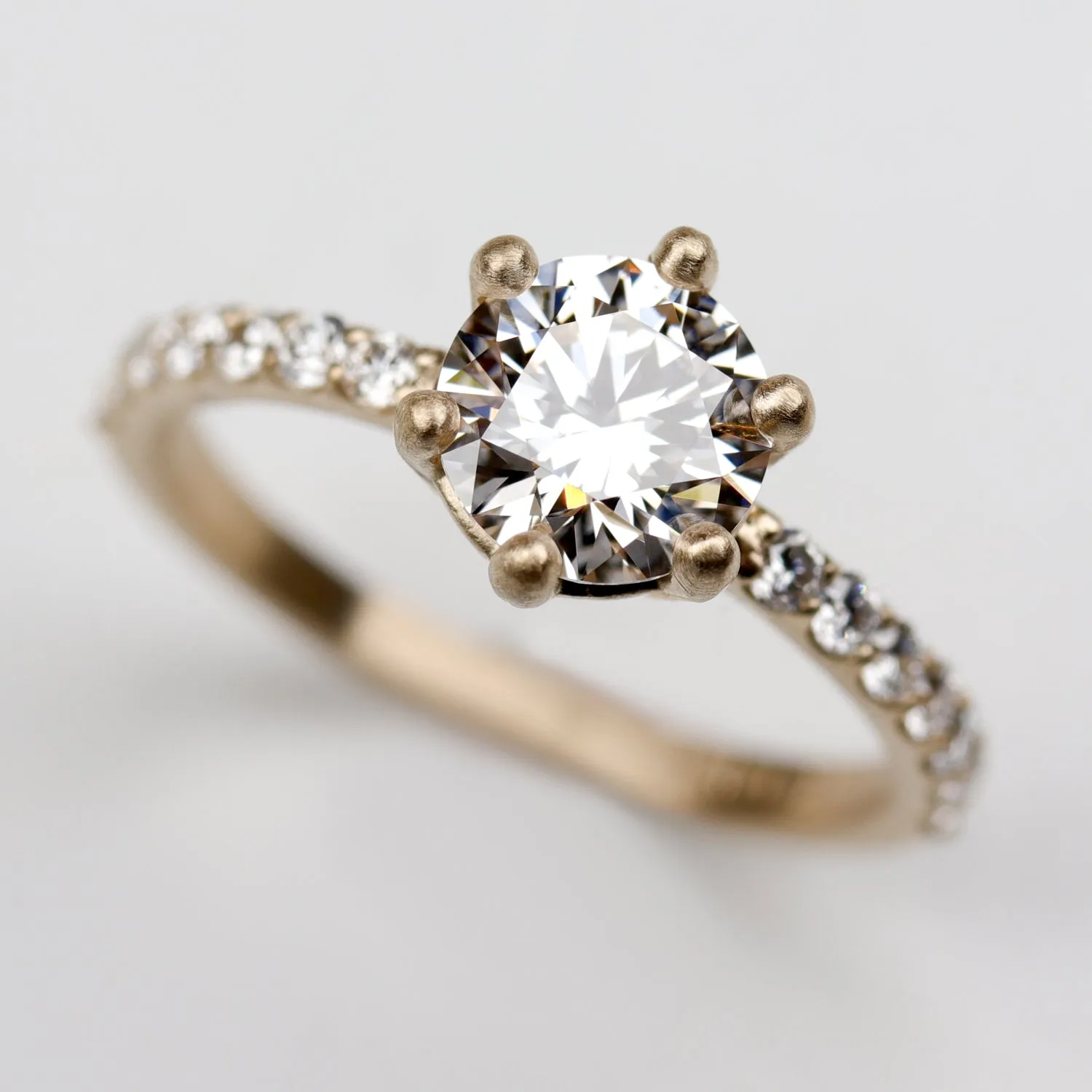 Low Base Six-Prong Pave Solitaire 