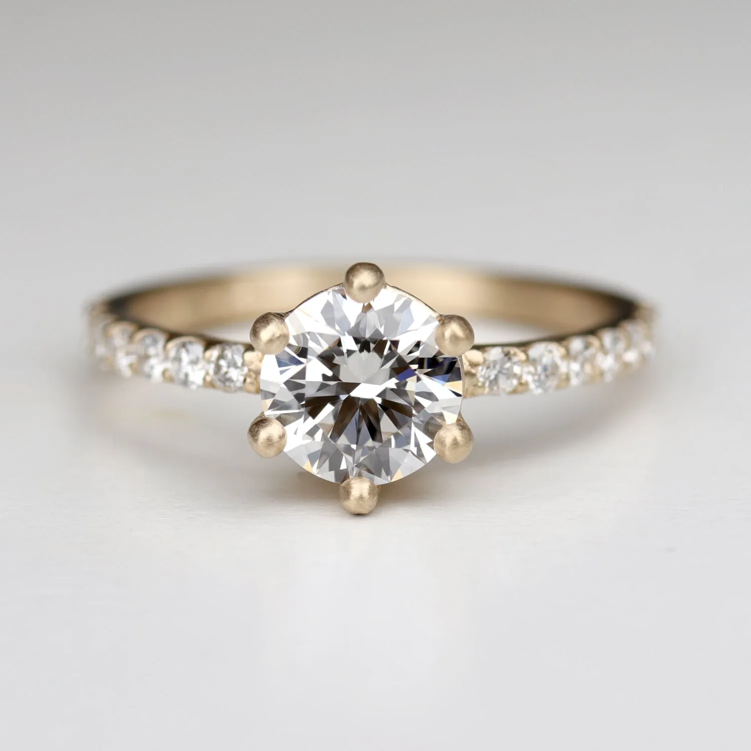 Low Base Six-Prong Pave Solitaire 