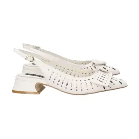 Luciano Barachini RL103B Dècolletè Sling Back Donna Tacco Basso in Vera Pelle Gesso