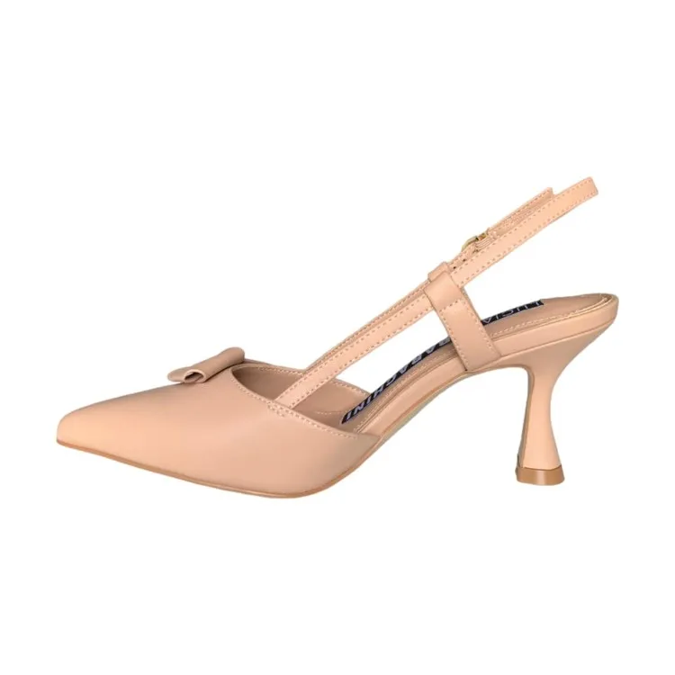 Luciano Barachini RL123D Dècolletè Sling Back Donna Tacco Medio in Vera Pelle Nude