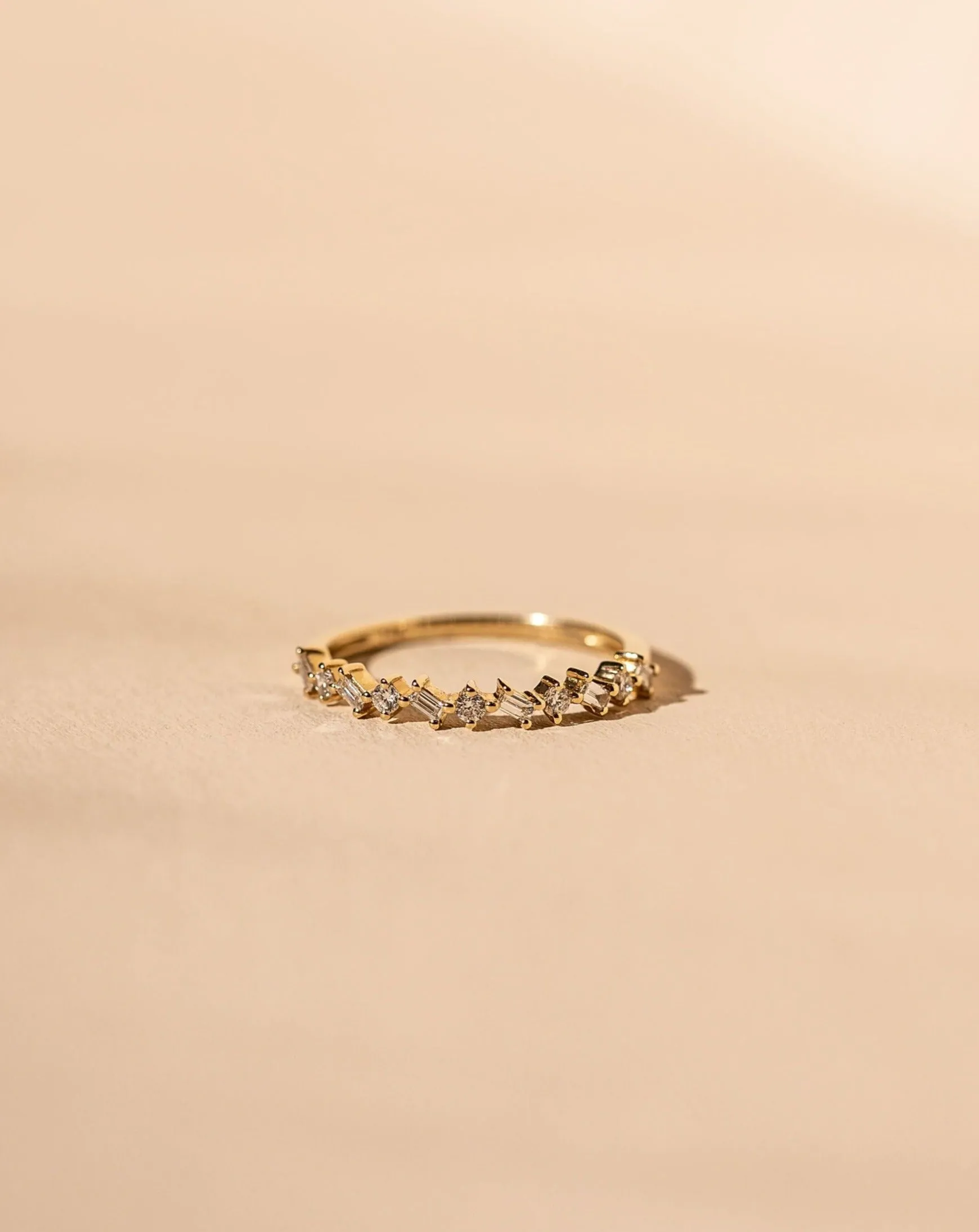 *Made To Order* Baguette Tilt Band - 14k Solid Gold