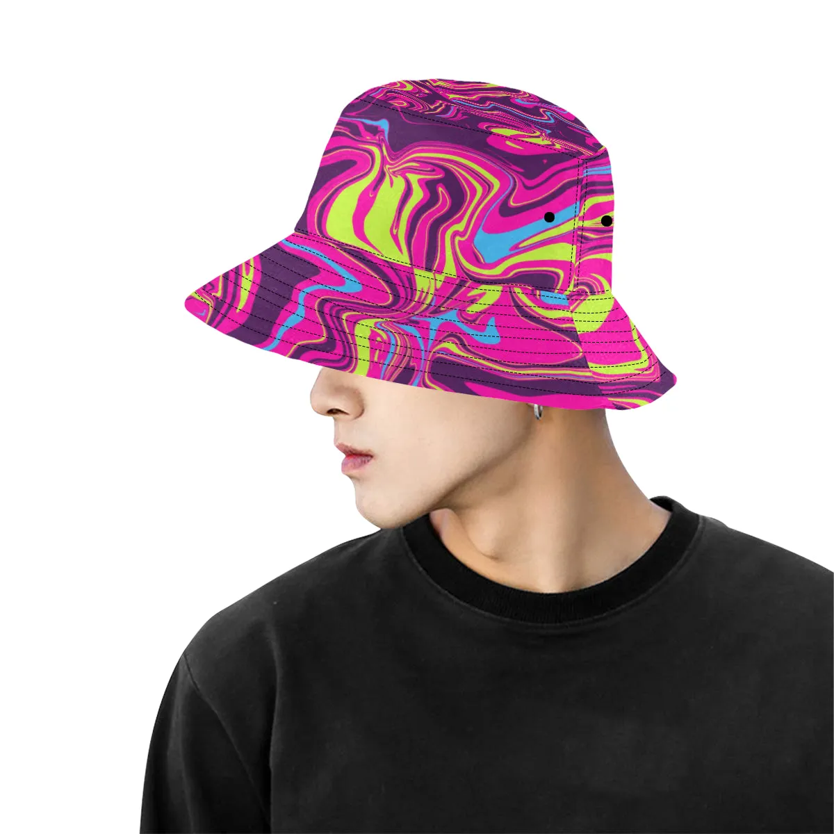 Magenta Summer Pop Psychedelic Abstract Melt Bucket Hat