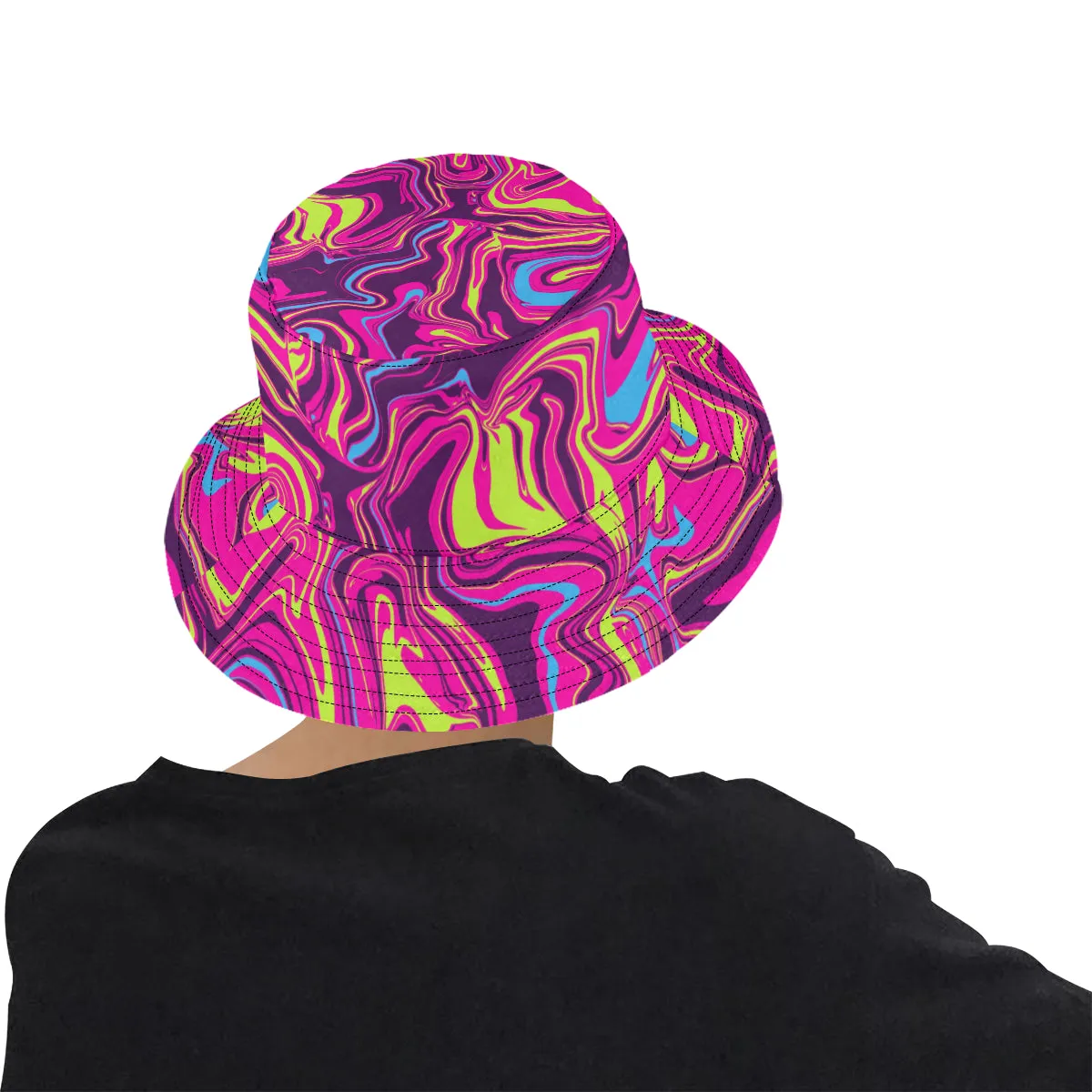 Magenta Summer Pop Psychedelic Abstract Melt Bucket Hat