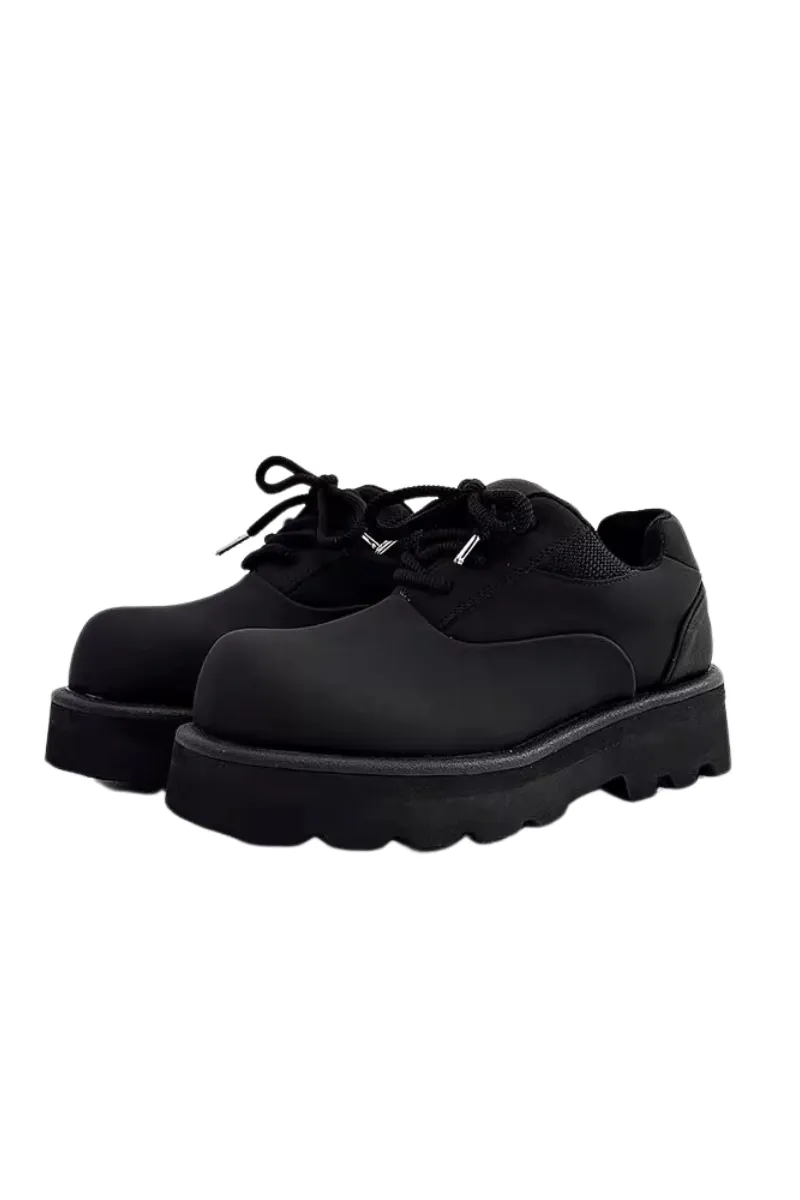 Matte Black Platform Derby Shoes