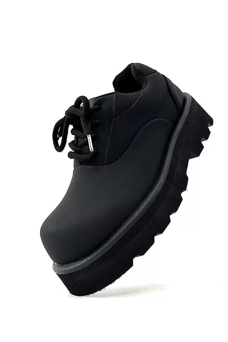 Matte Black Platform Derby Shoes