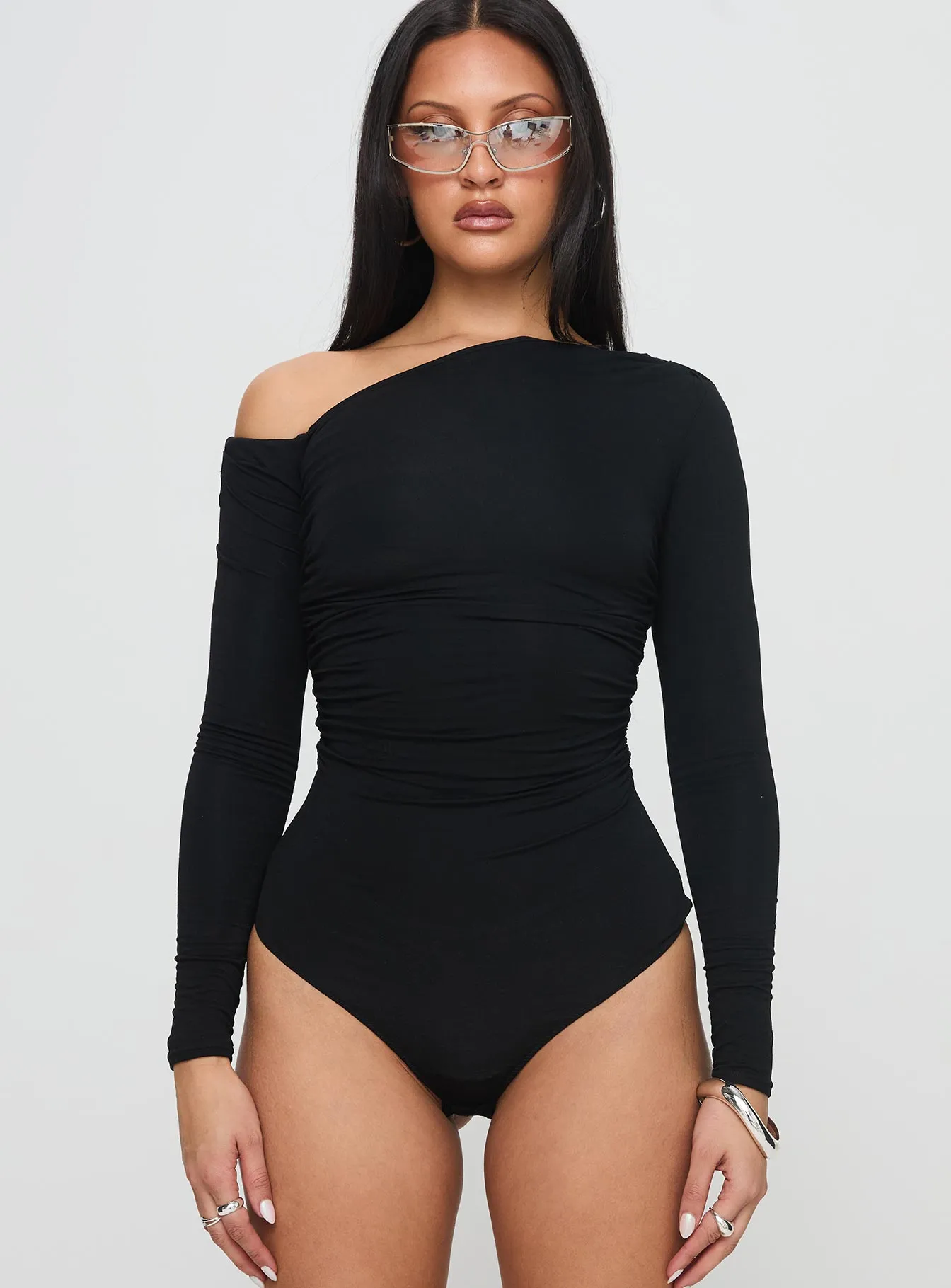 Mayik One Shoulder Bodysuit Black