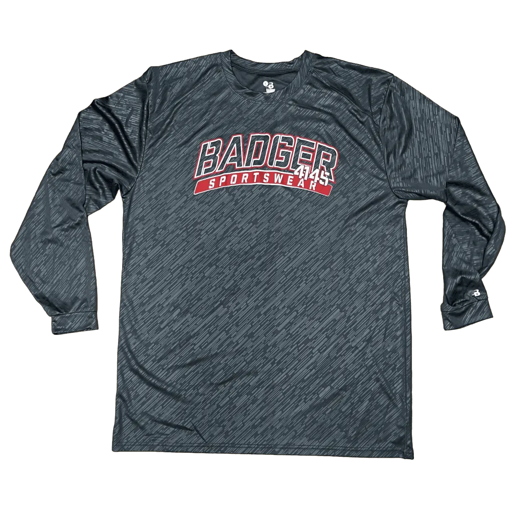 Men's Badger Sport •Line Embossed• L/S  Tee Large Grey