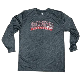 Men's Badger Sport •Line Embossed• L/S  Tee Large Grey