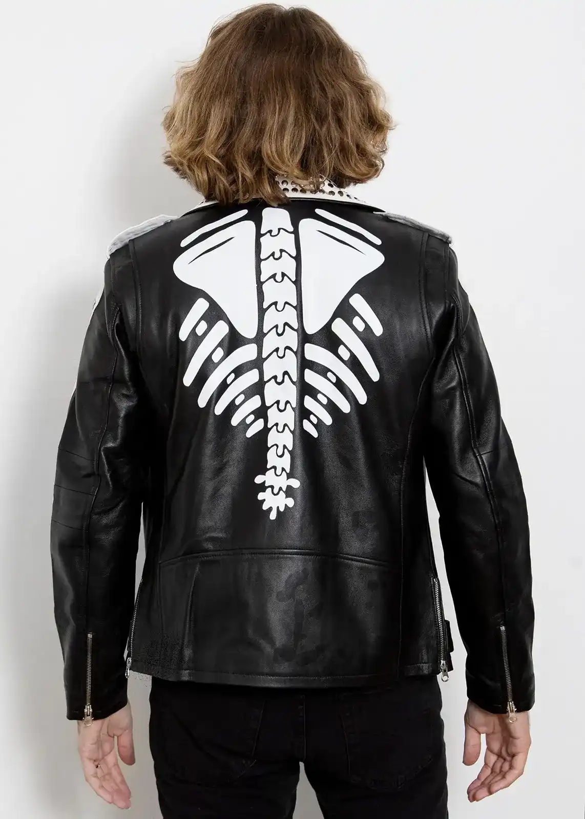 Mens Womens Black Leather Skeleton Jacket - Luca Jackets