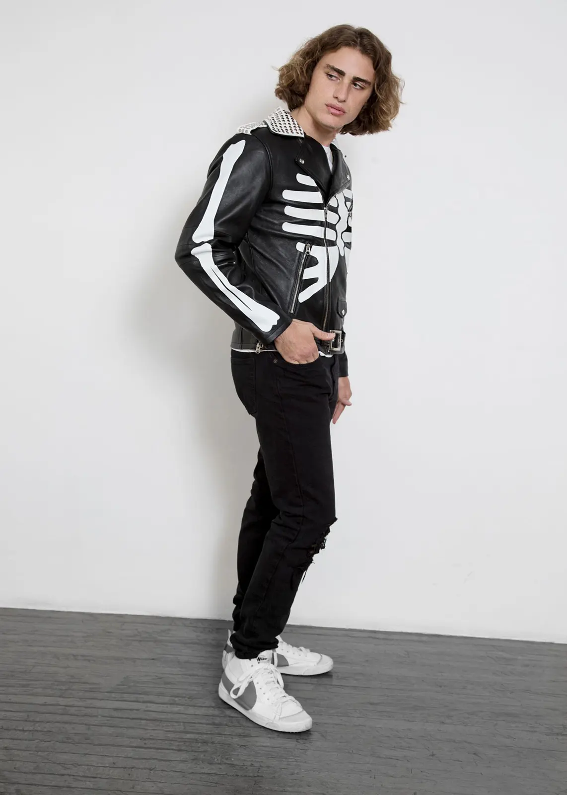 Mens Womens Black Leather Skeleton Jacket - Luca Jackets