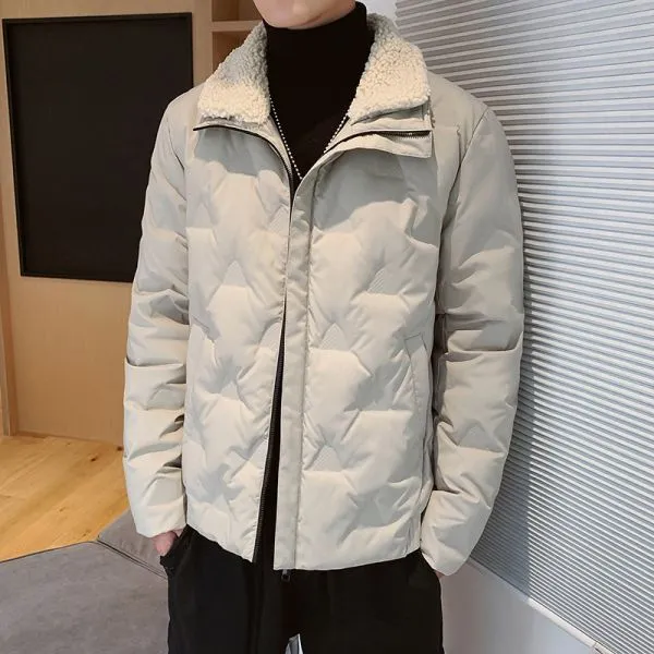 Men's thick winter jacket with fur collar