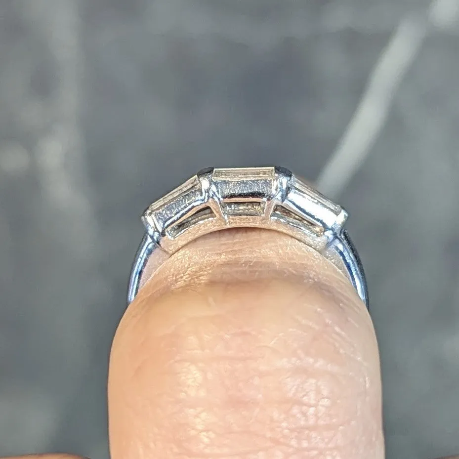 Mid-Century 0.30 CTW Baguette Diamond Platinum Vintage Stacking Band Ring