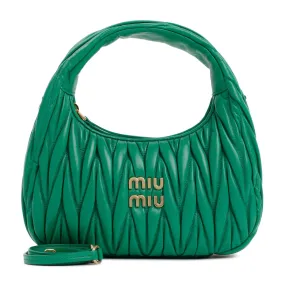 MIU MIU Mini Wander Matelassé Leather Hobo Handbag