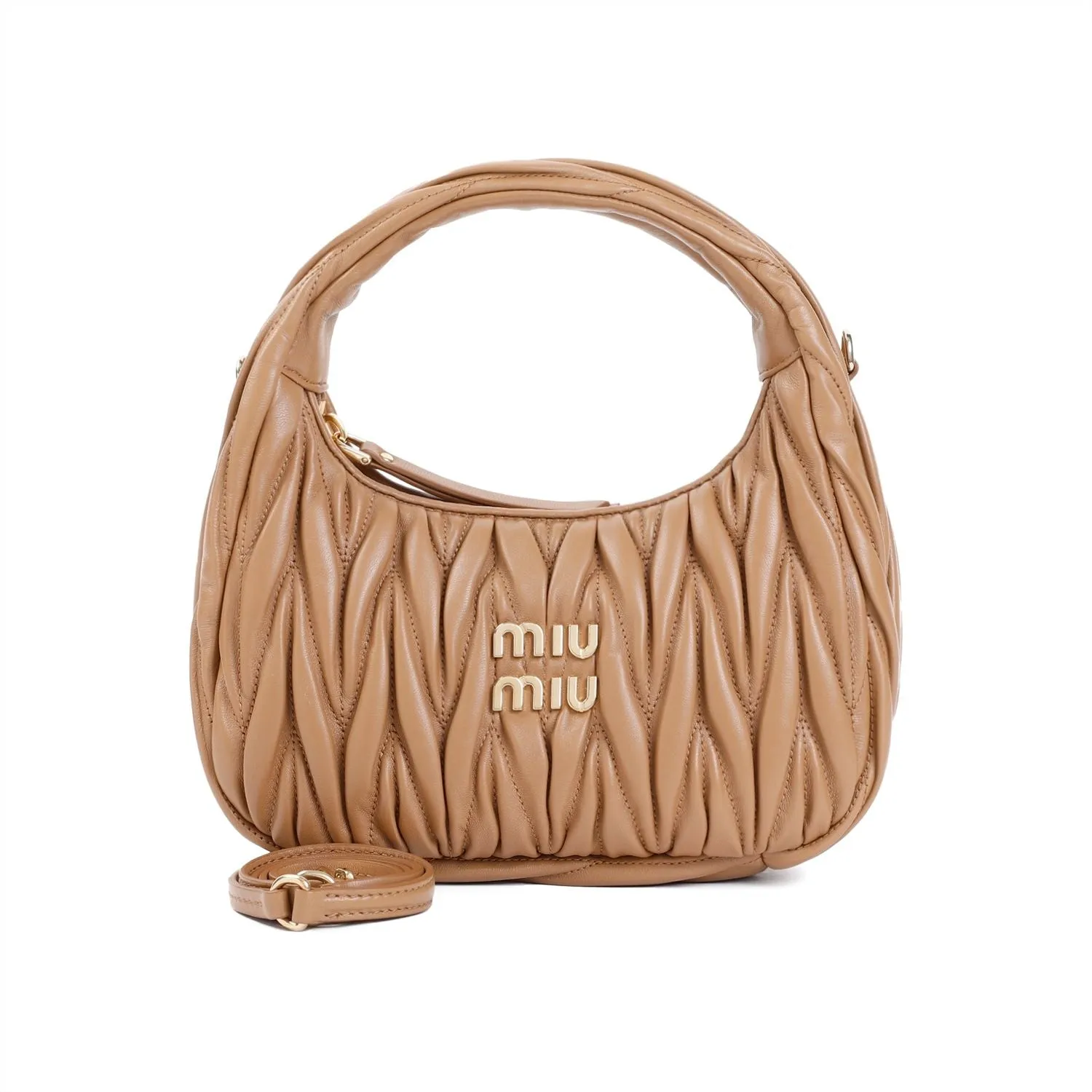 MIU MIU Mini Wander Matelassé Leather Hobo Handbag