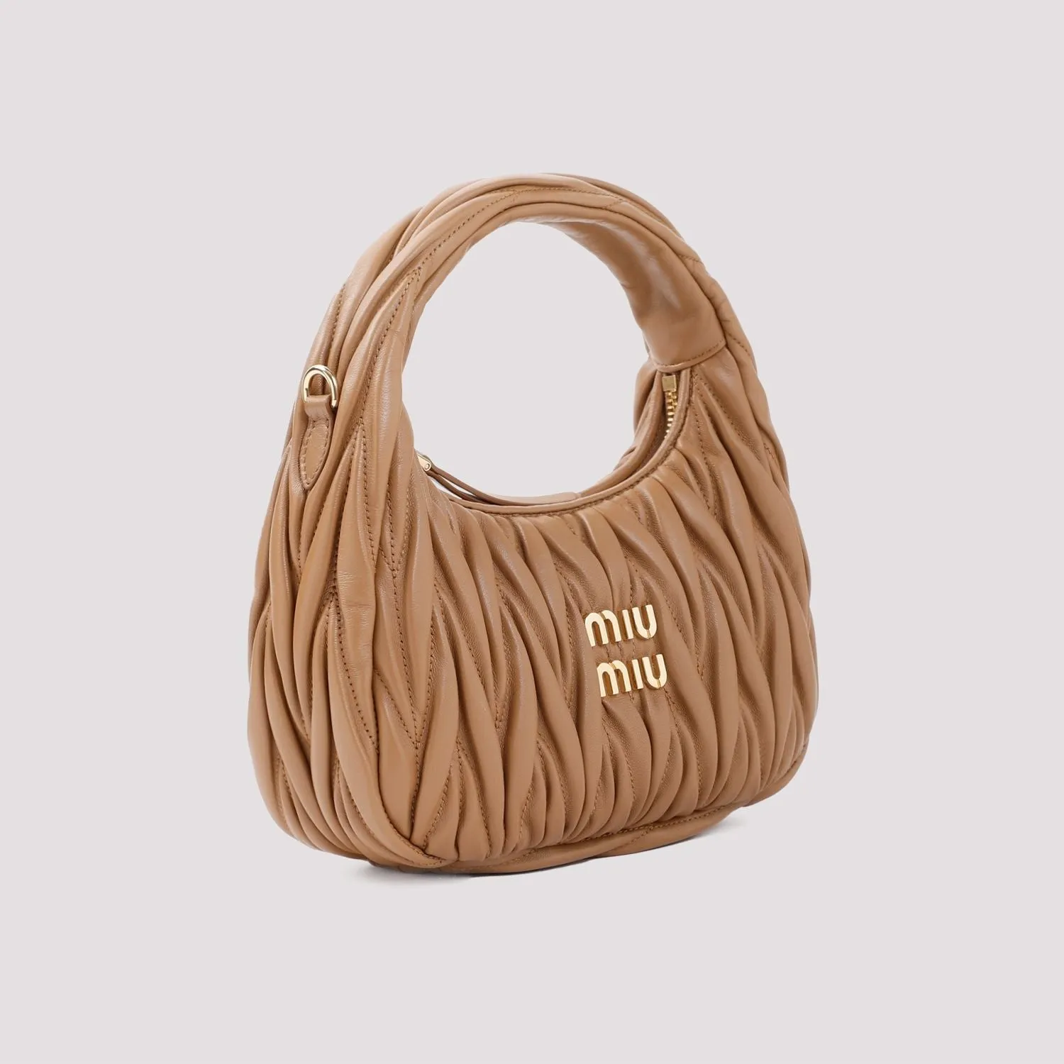 MIU MIU Mini Wander Matelassé Leather Hobo Handbag