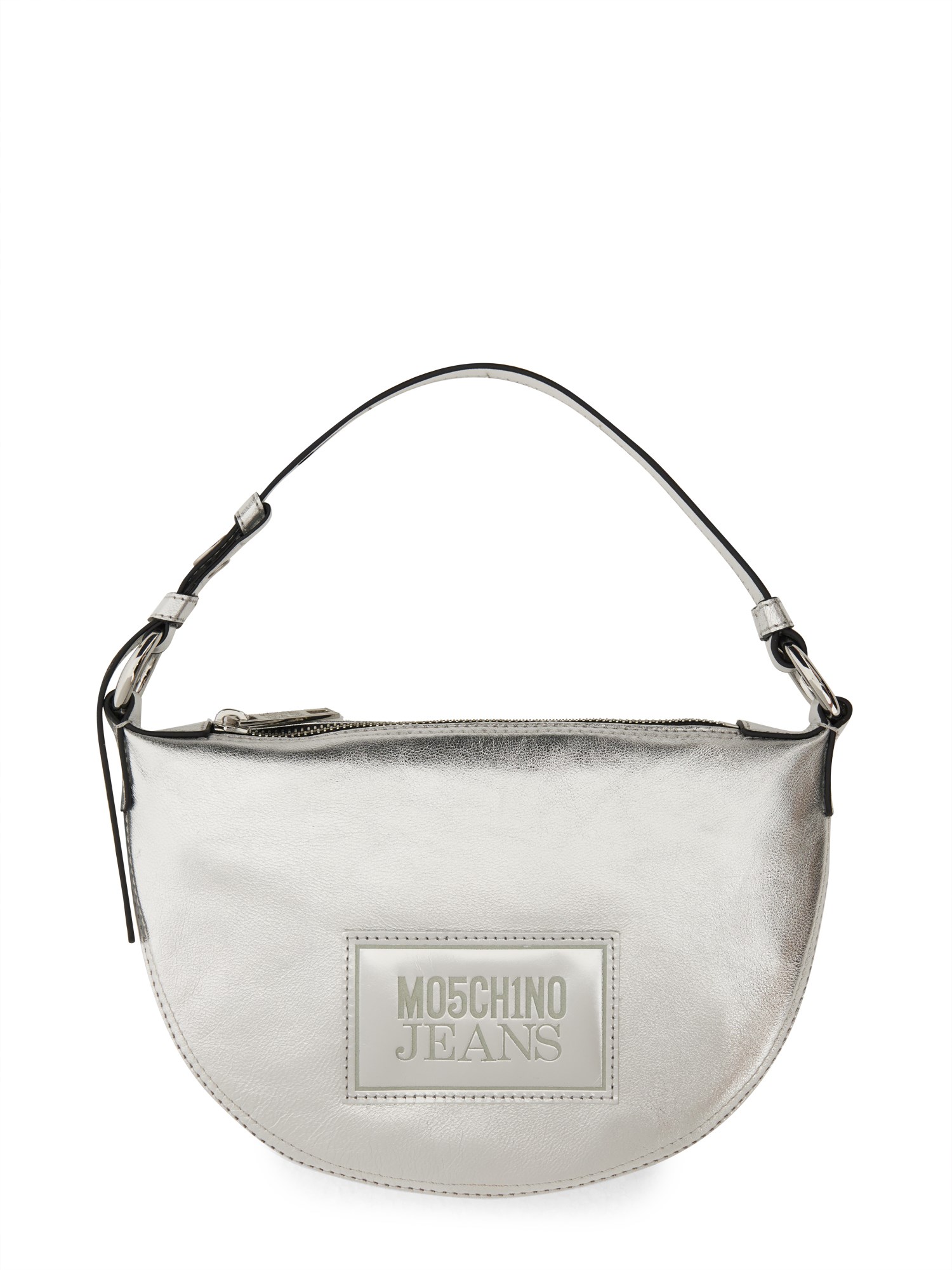 MOSCHINO JEANS    LAMINATED LEATHER HANDBAG WITH LOGO