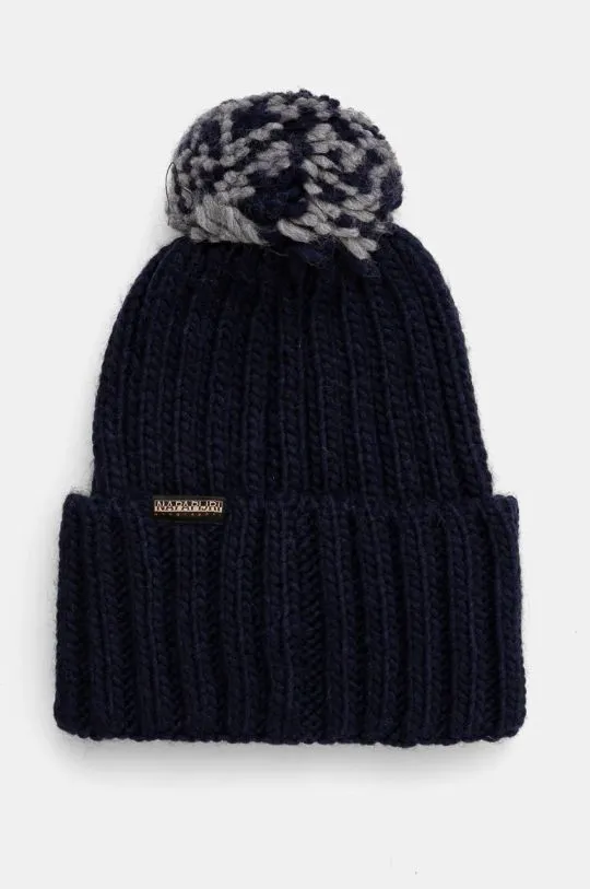 Napapijri wool blend beanie Semiury navy blue color NP0A4GKC1761