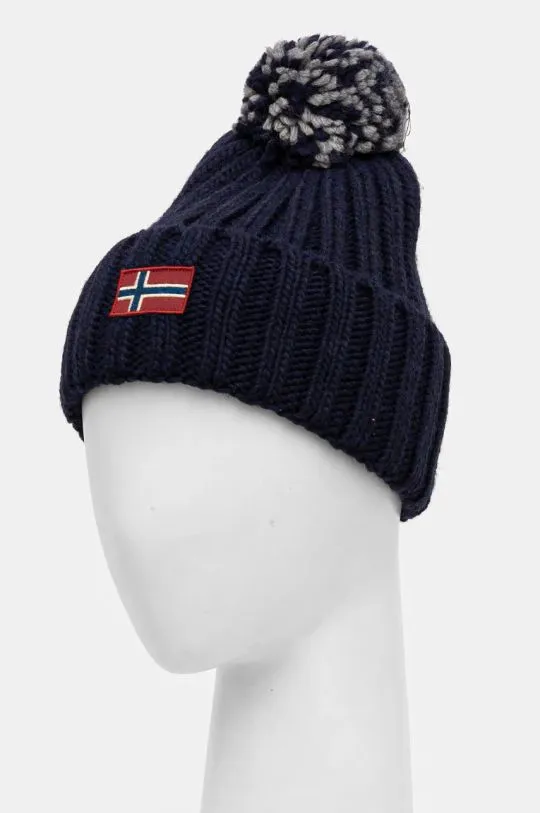 Napapijri wool blend beanie Semiury navy blue color NP0A4GKC1761