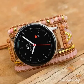 Natural Rhodonite & Rose Quartz Samsung / Garmin Watch Band