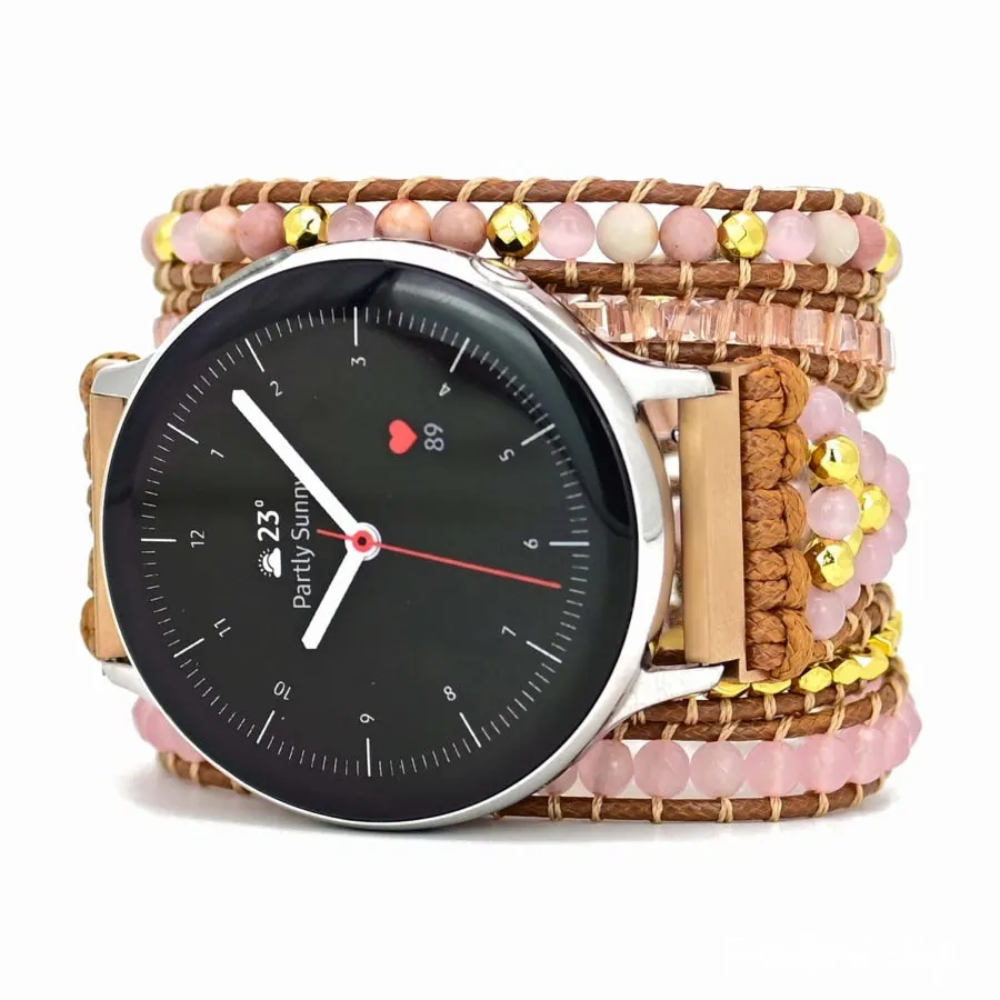 Natural Rhodonite & Rose Quartz Samsung / Garmin Watch Band