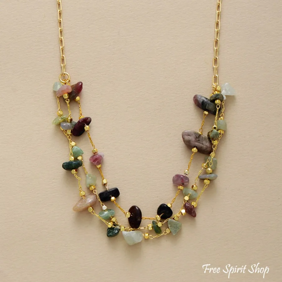 Natural Tourmaline Multi Layer Necklace