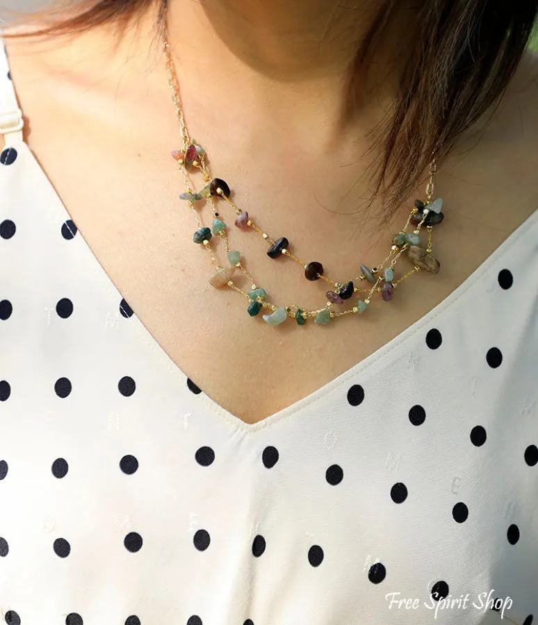 Natural Tourmaline Multi Layer Necklace