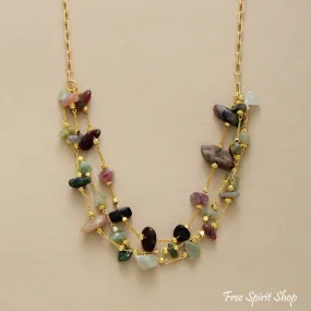 Natural Tourmaline Multi Layer Necklace