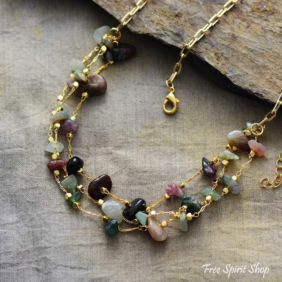 Natural Tourmaline Multi Layer Necklace