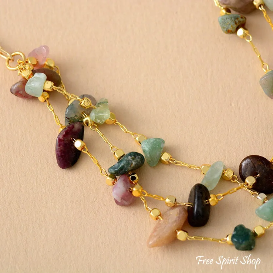 Natural Tourmaline Multi Layer Necklace