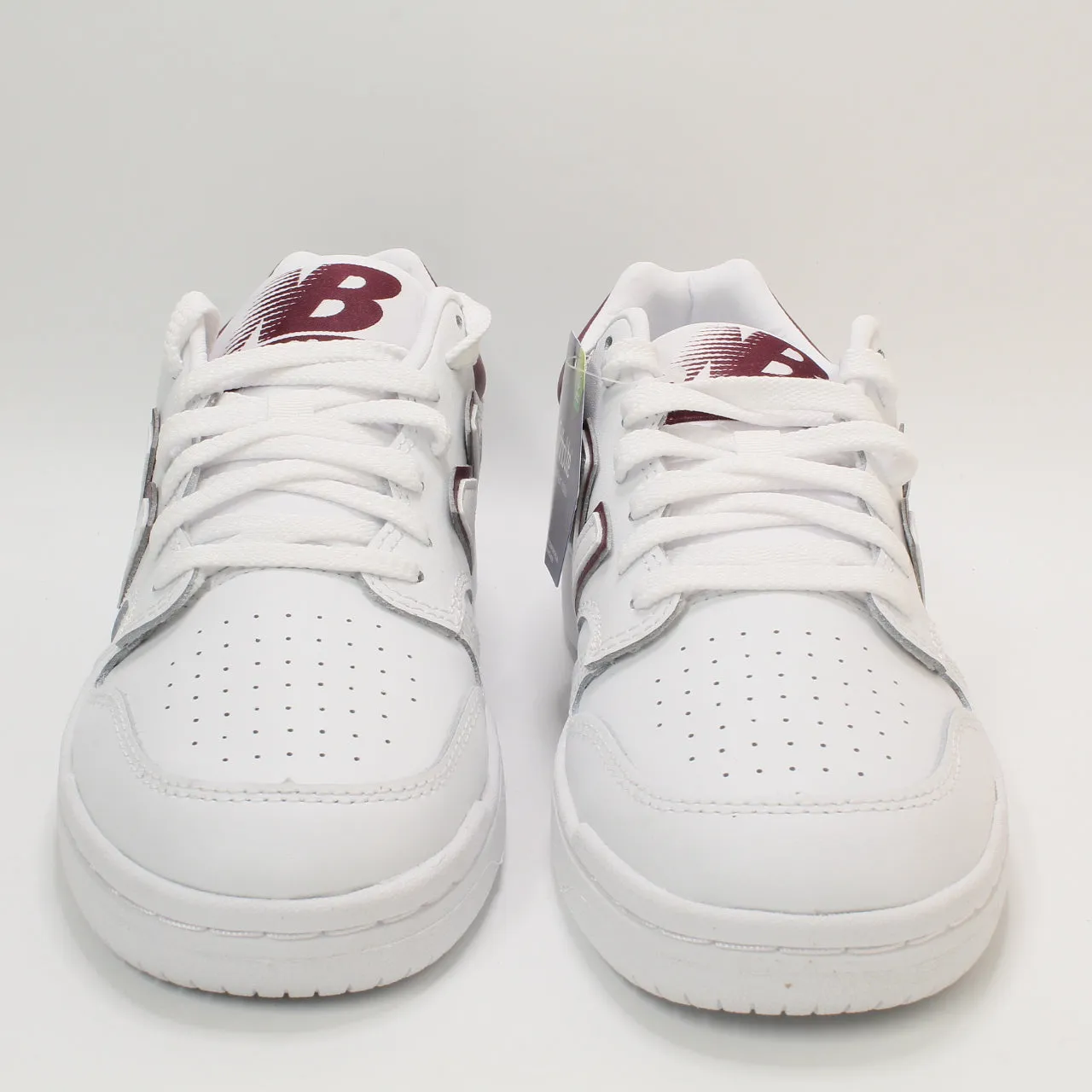 New Balance BB480 White Burgundy Trainers