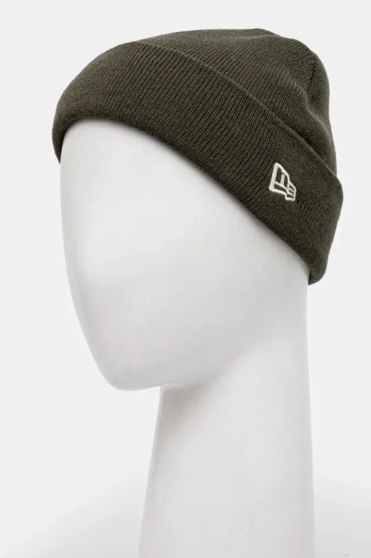 New Era wool blend beanie SHORT CUFF KNIT green color 60565450