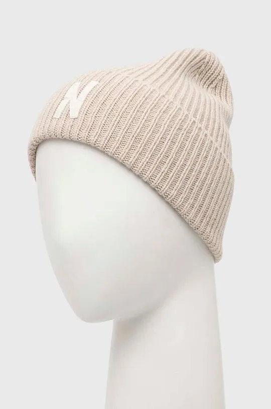 Norse Projects wool beanie Merino Lambswool Rib N Logo Beanie beige color N95-0953-2064