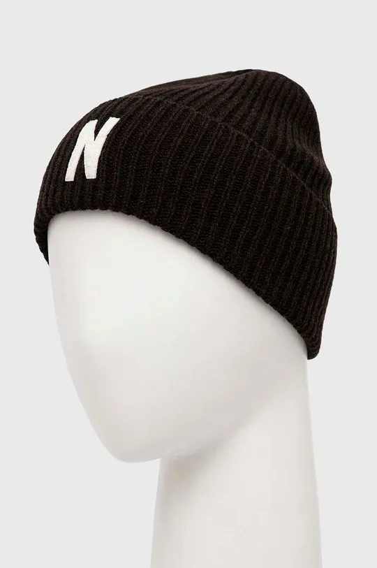 Norse Projects wool beanie Merino Lambswool Rib N Logo Beanie brown color N95-0953-1037