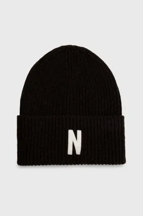 Norse Projects wool beanie Merino Lambswool Rib N Logo Beanie brown color N95-0953-1037