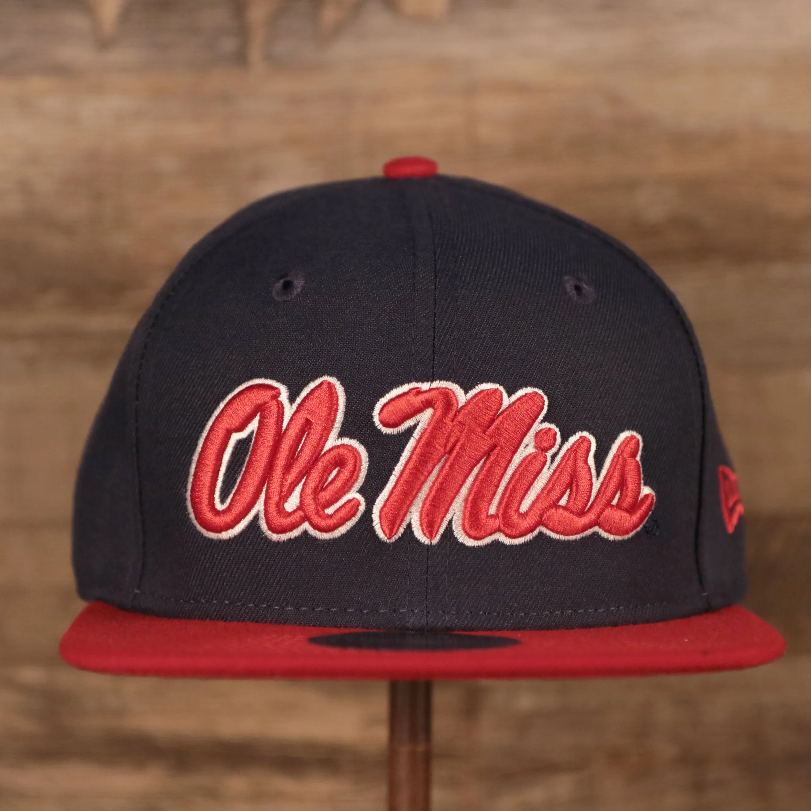 Ole Miss Rebels Navy Adjustable 9Fifty Red Brim Snapback Cap