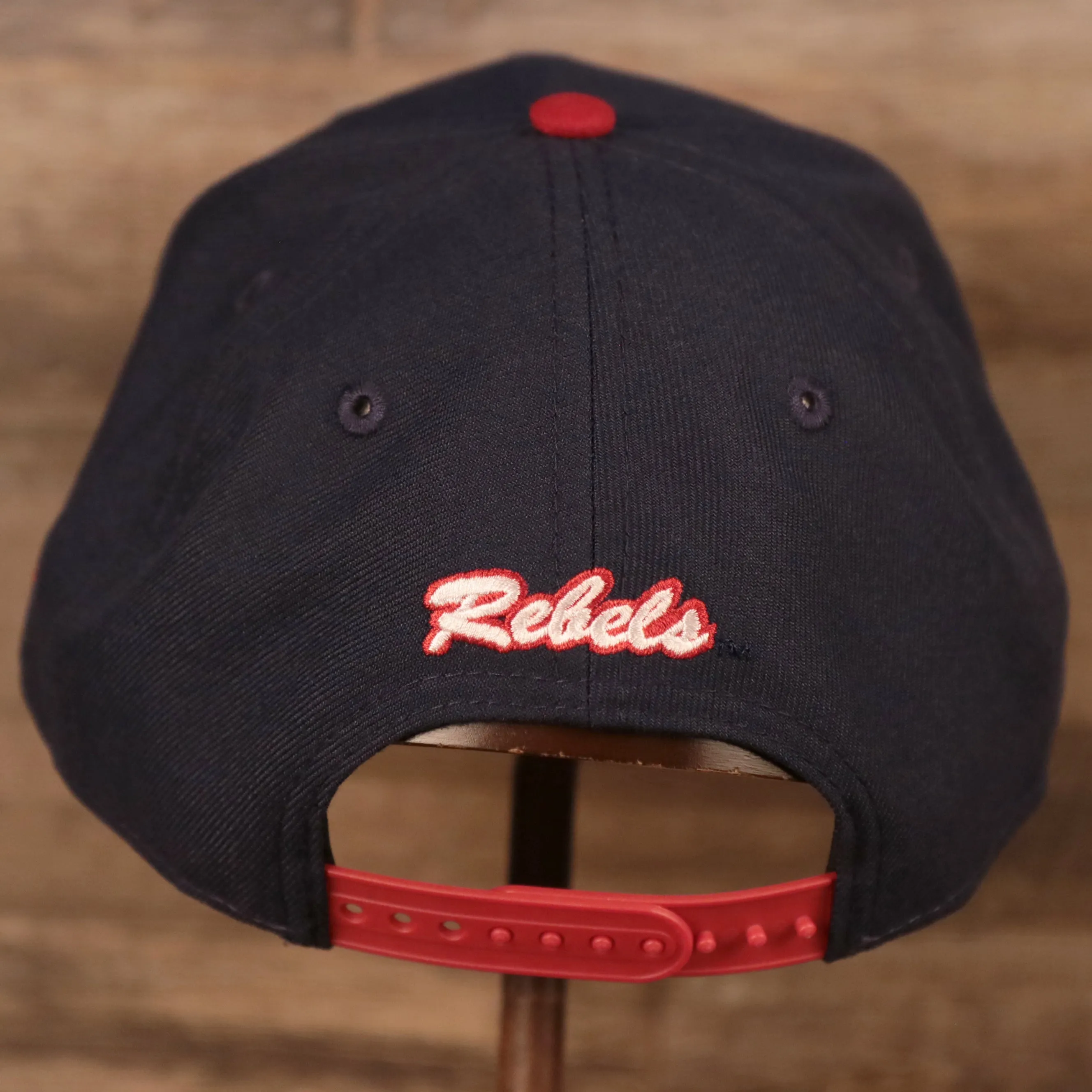 Ole Miss Rebels Navy Adjustable 9Fifty Red Brim Snapback Cap