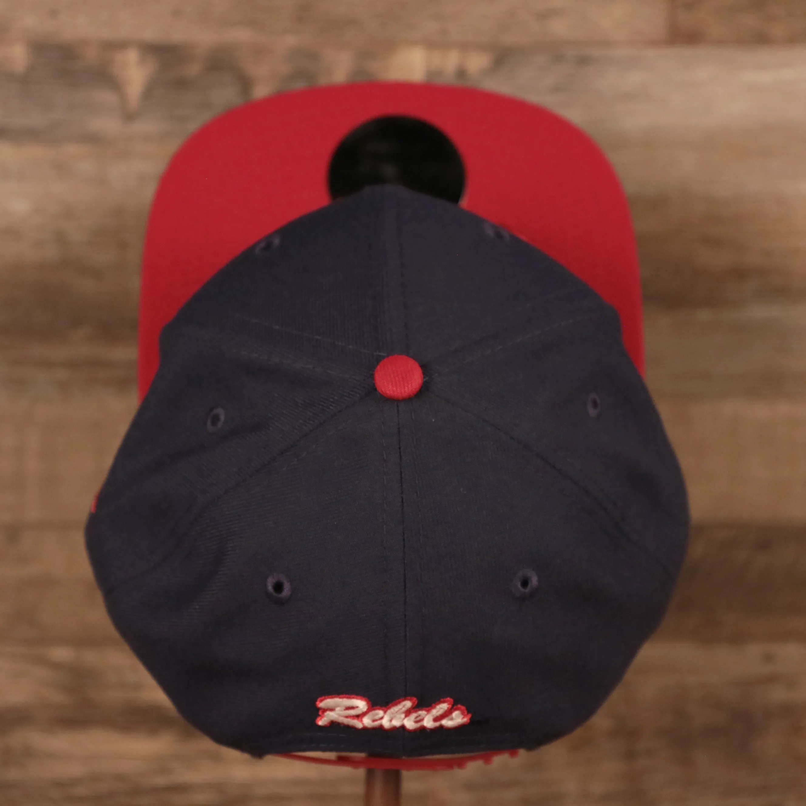 Ole Miss Rebels Navy Adjustable 9Fifty Red Brim Snapback Cap