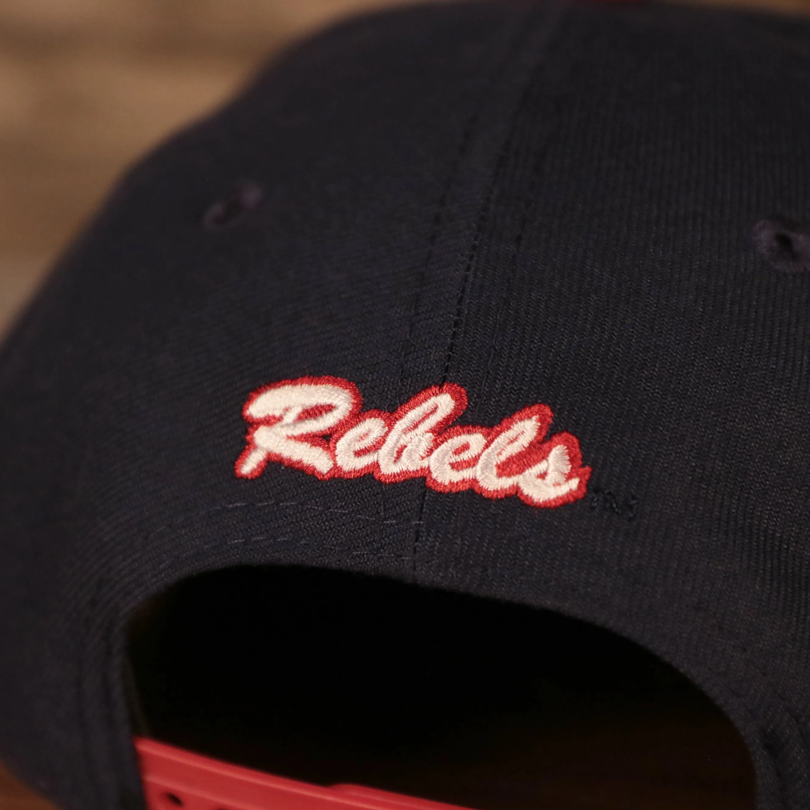 Ole Miss Rebels Navy Adjustable 9Fifty Red Brim Snapback Cap