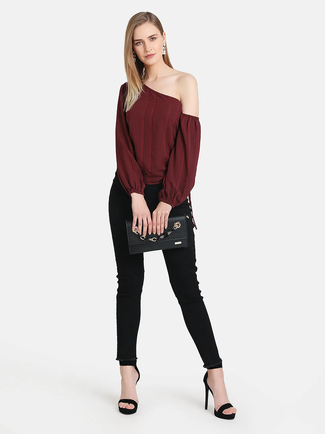 One Shoulder Ruched Detail Top