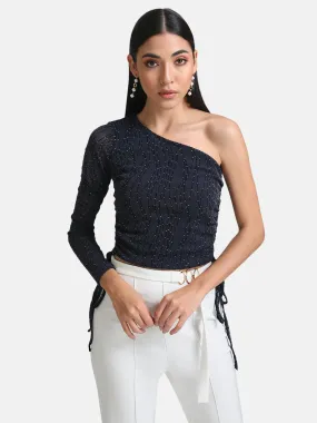 One-Shoulder Stretch Mesh Top