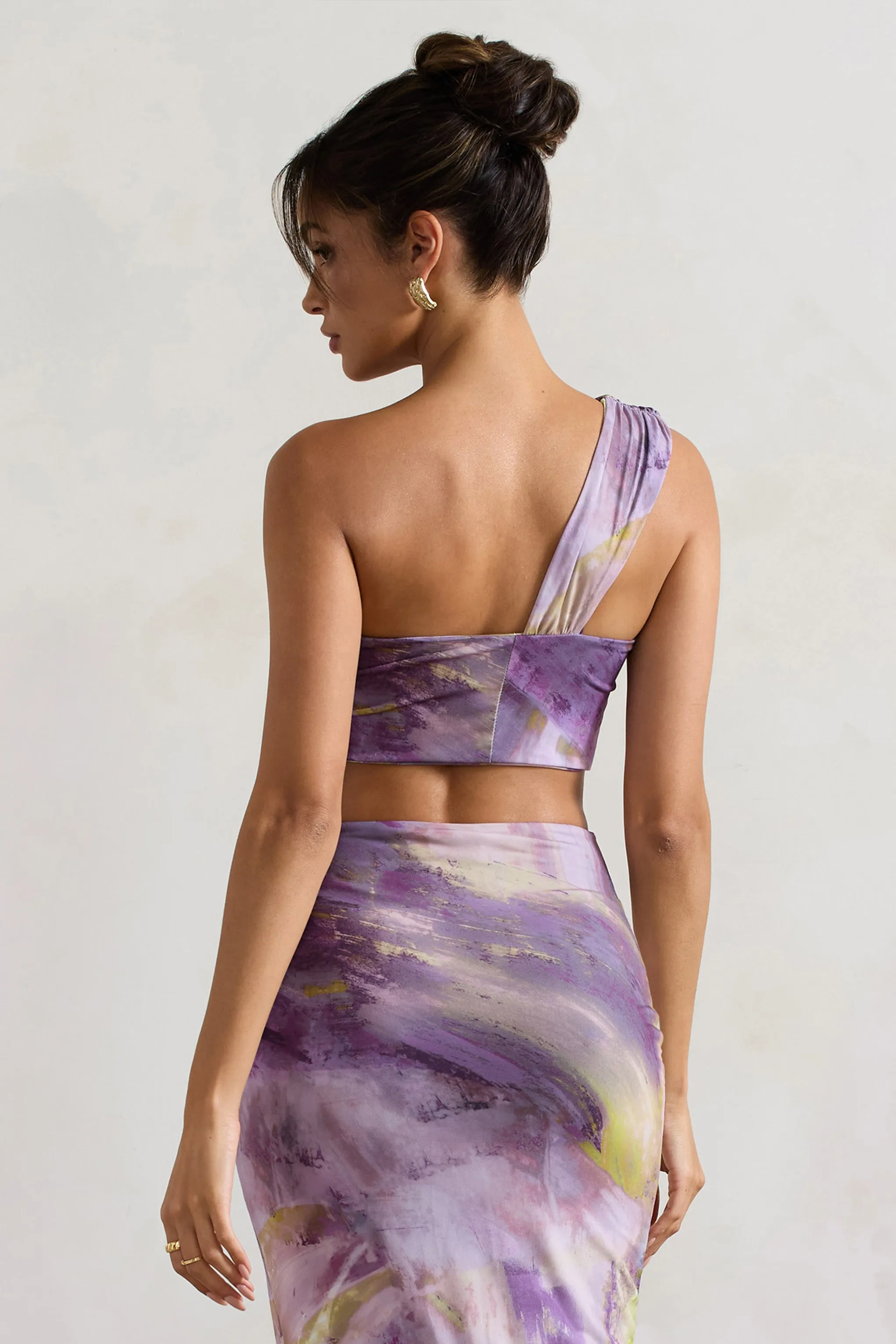 Open Heart | Lilac Print Knot One Shoulder Bralette