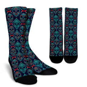 Ornamental Sugar Skull Crew Socks