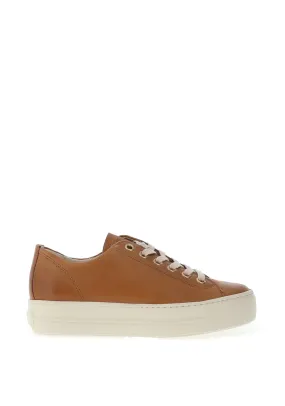 PAUL GREEN SUPER SOFT LEATHER TAN PLATFORM TRAINERS 4790-635