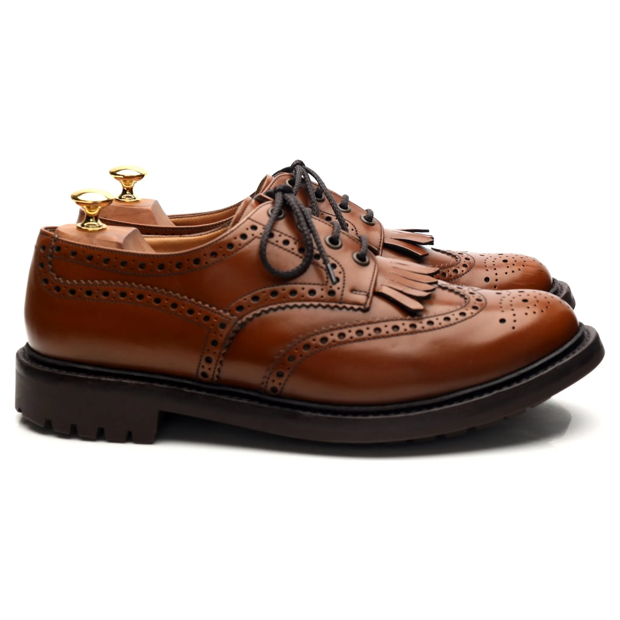 'Plowden' Tan Brown Leather Derby Brogues UK 10.5 G