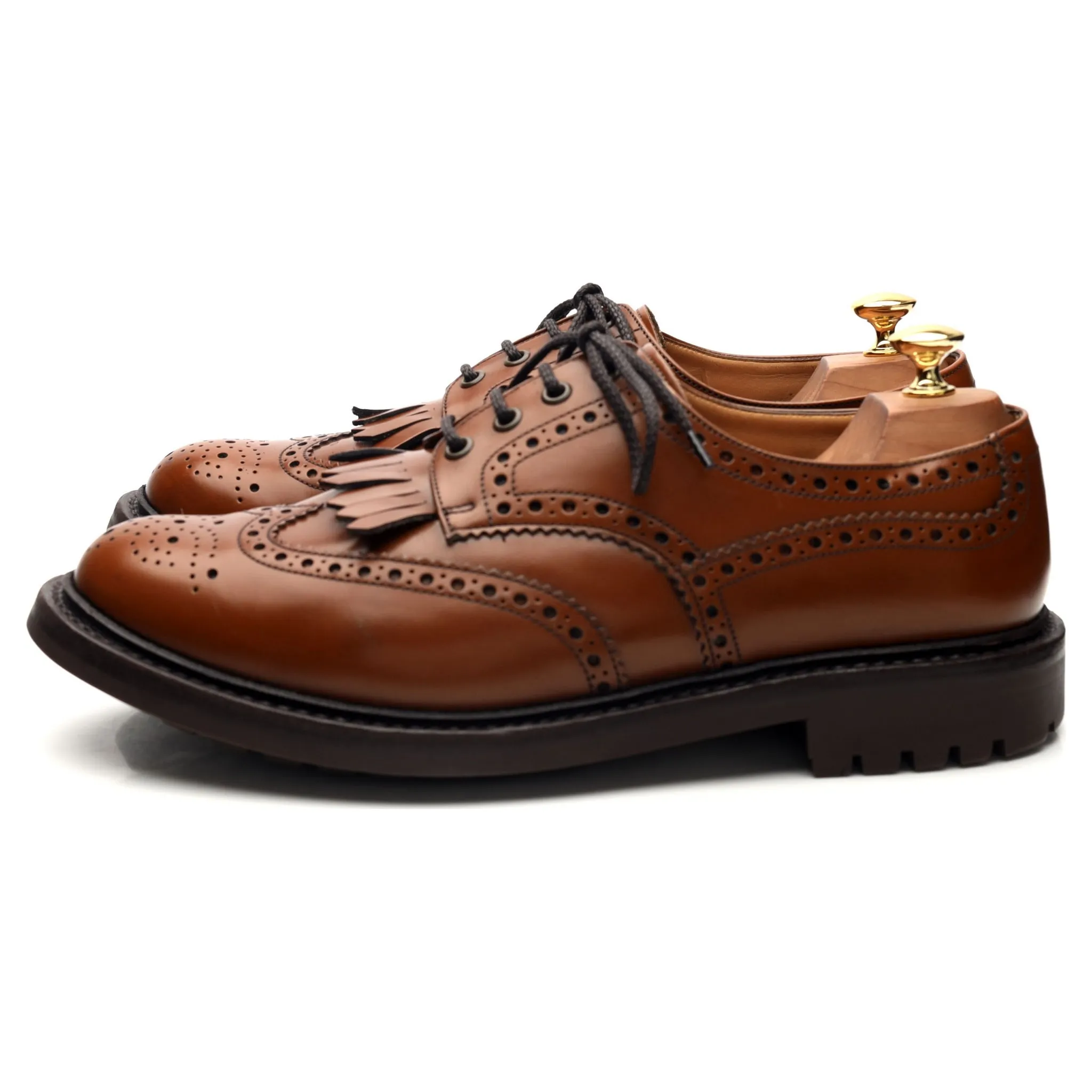 'Plowden' Tan Brown Leather Derby Brogues UK 10.5 G