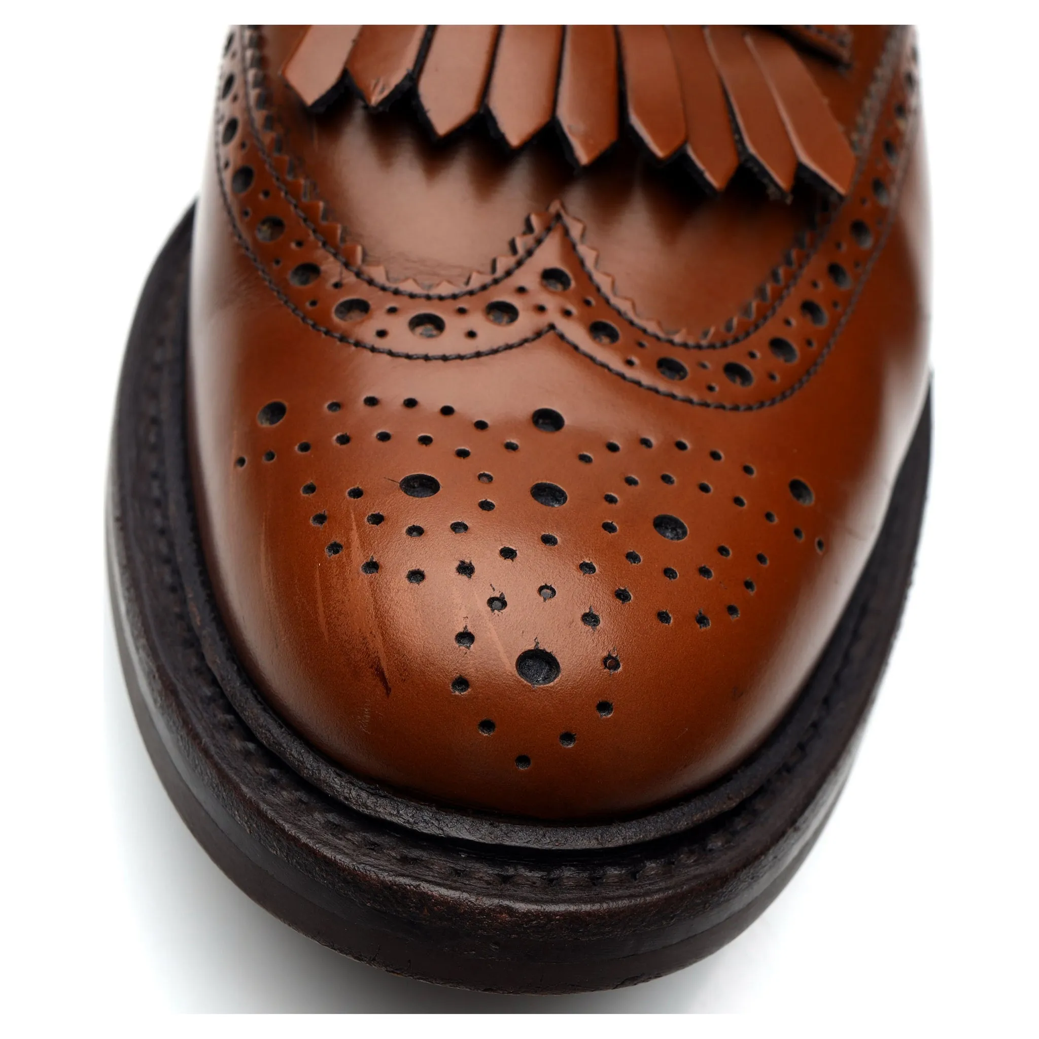 'Plowden' Tan Brown Leather Derby Brogues UK 10.5 G