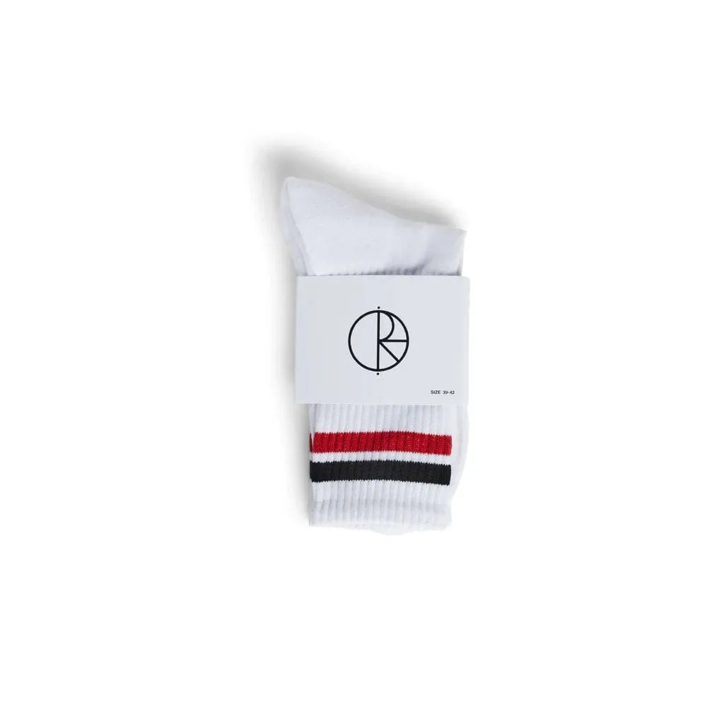 Polar Skate Co. Stripe Socks White/Red/Black