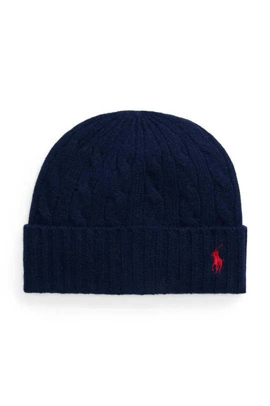 Polo Ralph Lauren wool beanie navy blue color thick knit 449959346