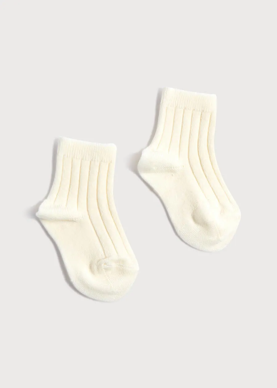 Ribbed Short Socks - Cream (0mths-8yrs)