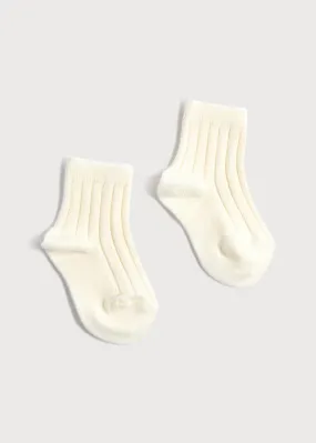 Ribbed Short Socks - Cream (0mths-8yrs)